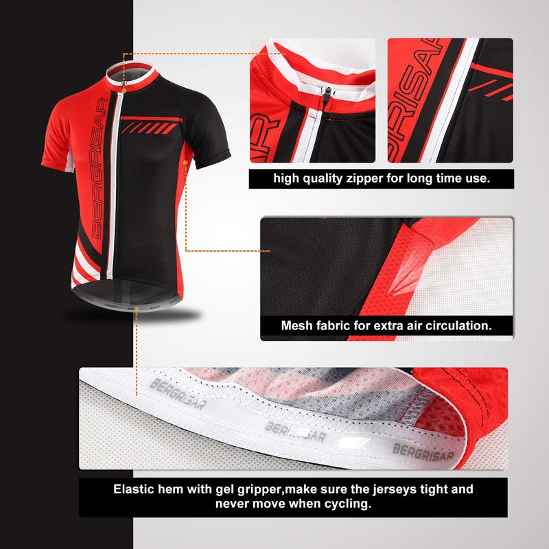 BERGRISAR Men's Cycling Jerseys Short Sleeves Bike Shirt - Image 4